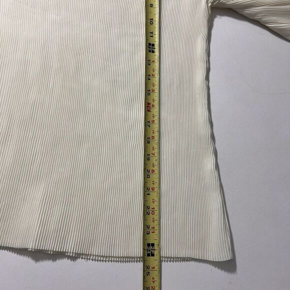 Vintage Christian Dior Blouse Size 4 Micro Pleated Balloon Sleeve Modest Top - Picture 4 of 6